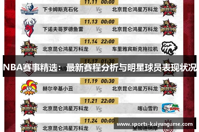 NBA赛事精选：最新赛程分析与明星球员表现状况